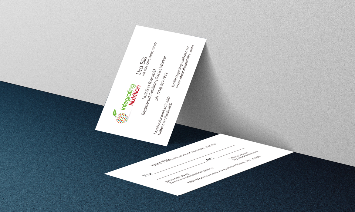Integrating Nutrition business card at Beverley Designs
